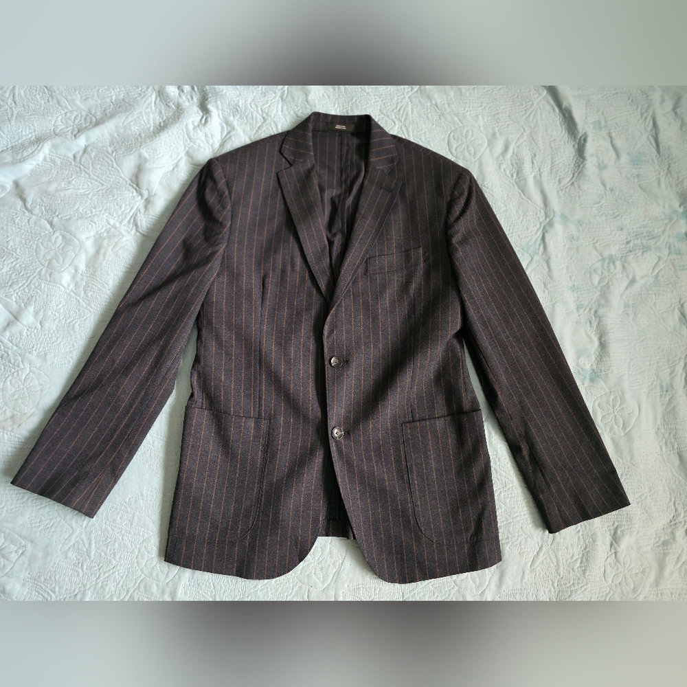 Nordstrom Navy Pinstripe Slim-Fit Suit NWOT Jacket 42R Pants 34-33